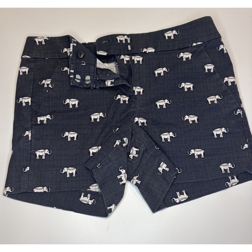 ANN TAYLOR‎ LOFT WOMENS BLUE ELEPHANT RIVIERA CHINO SHORTS SIZE 0